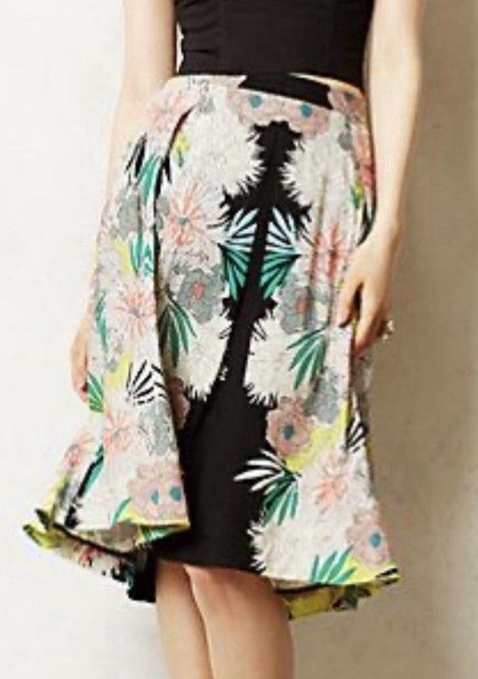 Anthropologie Corey Lynn Calter Anana Bloome Floral Inverted Pleat Skirt Sz 4